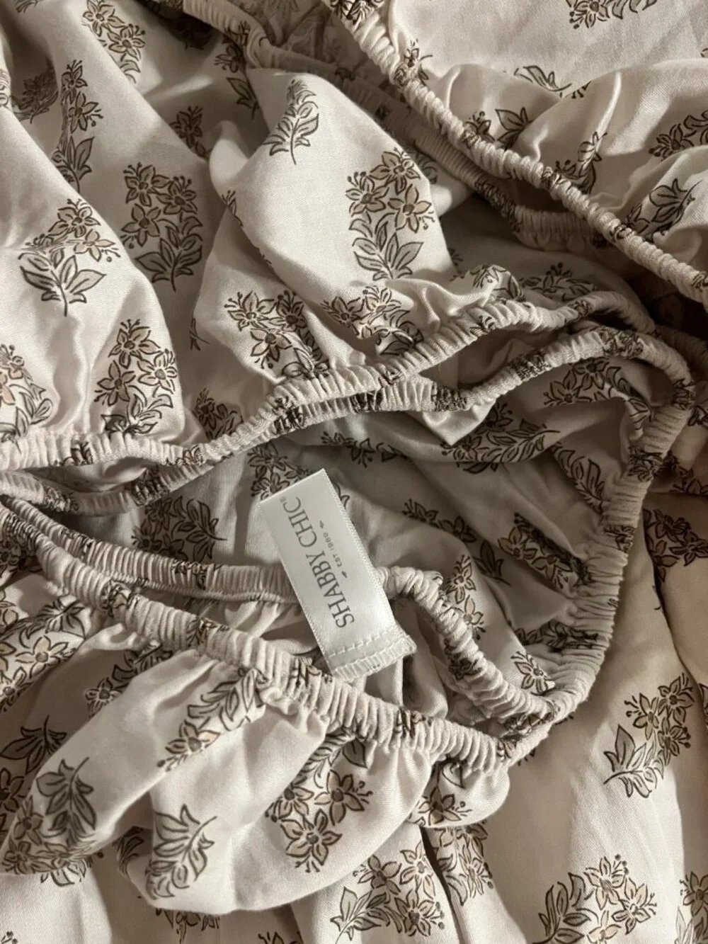SHABBY CHIC 2-Pc KING Sheet Set 100% Cotton Brown Tan Flowers Cottage Garden